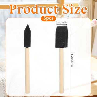 Thinp 1" Foam Paint Brushes, 5 Pcs Sponge Paint Brush Lightweight & Durable Foam Brushes Sponge Brush for Painting Craft Staining Varnish Touch Up (Black)