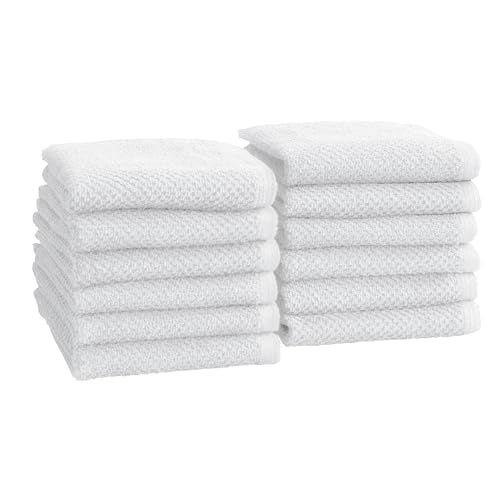 Great Bay Home 100% Cotton 12-Pack 13x13 Wash Cloth - Absorbent, Quick-Drying, Durable Face Towels for Bathroom Decor - Low-Twist, Two-Ply Fibers (Optic White) - color: 01 Optic White, size: Washcloth (Pack of 12)
