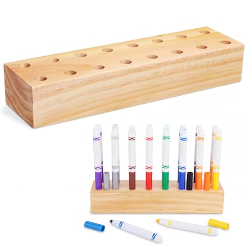 Cinnvoice Wooden Marker Stand Marker Pen Holder Storage Organizer for Classroom Display Stand Paint Brush Holder for Organization Storage Supplies (Single Layer) - size: 1 Count (Pack of 1)