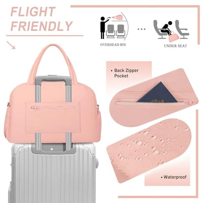 Sports Gym Bag for Women, Travel Duffle Bag with Shoe Compartment & Wet Pocket, Fitness Yoga Bag - color: S-Pink