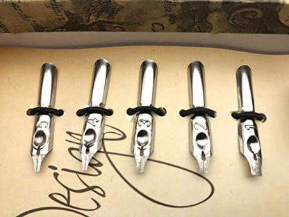 Calligraphy Pen Set Writting Quill Feather Pen 100% Hand Craft Real Feather and Stainless Steel Nib Best Antique Executive，Contains Ink no Need to Purchase Additional Ink (Purple) - color: purple