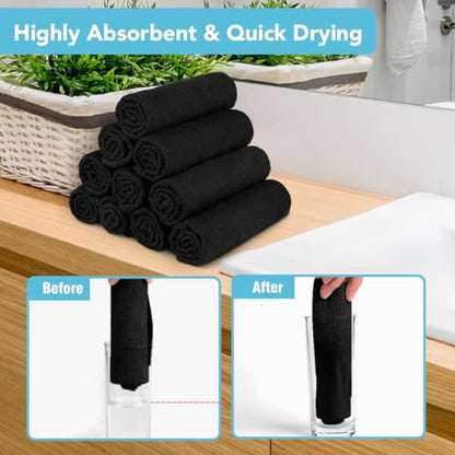 Orighty Wash Cloths, Face Towels 12x12 Inch 20 Pack - color: Black