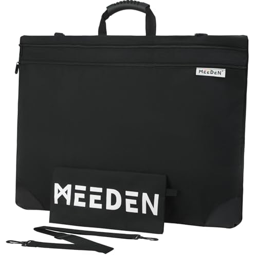 MEEDEN Art Portfolio Bag: 24 X 31 Inch Portfolio Canvas Case - Black | Light Weight Waterproof 600D Oxford Carrying Storage Case with Detachable Shoulder Strap for Canvas, Artwork, Sketching - color: Black, size: 24" X 31"