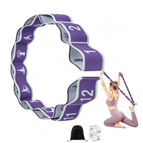 Fabric Exercise Straps, Number Stretch Resistance Bands with 10/12 Loops - color: Purple, size: 12Loops