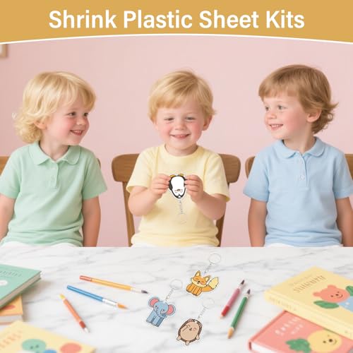 161 Pcs Shrink Paper Keychain Kit,30 Shrink Plastic Sheets for Teens | Includes 7.9 x 5.7 inch sheets,hole punch,lobster clasps and jump rings for coloring,keychains and charms