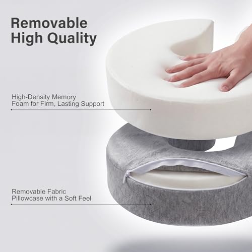 Portable Massage Headrest for Bed, Easy-Install Adjustable Face Cradle with Memory Foam for Couples, Home‑Spa Experience,Fits 6-17” Mattress, Grey