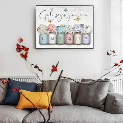 Shouruihua Diamond Painting Kits for Adults, Inspirational Diamond Art Kits | Unique, Bible Verse, Gem Art, Diamond Dotz Kits, Diamond Dots, Full Round Drill Diamond Painting Kits Beginner, 15.7x11.8 in - color: God Says You Are Unique