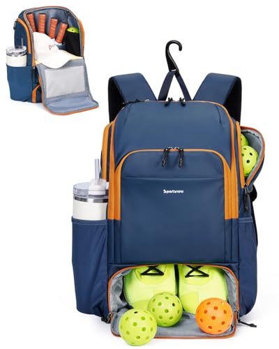 sportsnew Black Yoga Mat Bag (Full Zip, Water Bottle & Wet Pockets). For Women & Men + Navy Blue Pickleball Backpack (Waterproof, Shoe Compartment, Fence Hook)