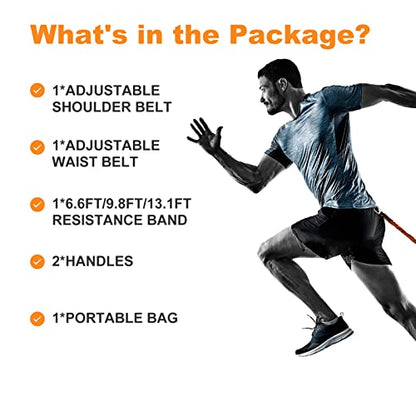 Resistance Explosive Training Set, Adjustable Shoulder Waist Belt | Speed Training Equipment Help to Improve Power, Strength, Agility Suit for Football Baseball Running Basketball 50lb - color: OR-6.6ft