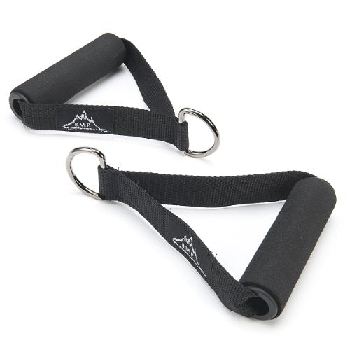 Black Mountain, Heavy Duty Resistance Band Handles, Cable Machine Compatible, Black, 2 Count