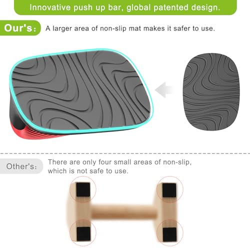 Kipika Push Up Bars, Pushup Stands, Anti-Slip Soft Plastic Push Up Handles, Bottom Anti-Slip Pad, Strength Training Equipment, Perfect for Floor Workout Exercise - color: C: Black & Red