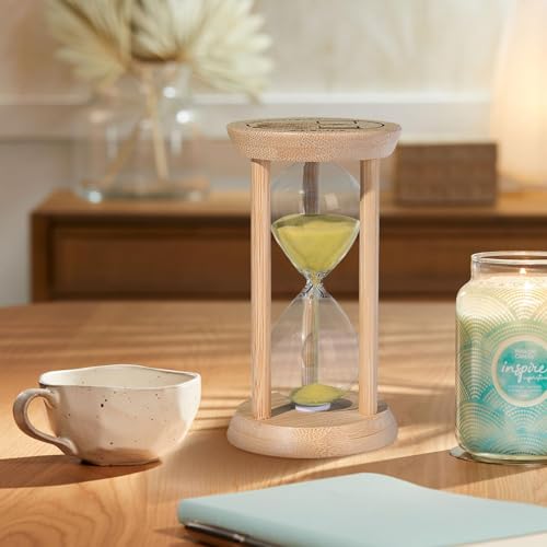 SuLiao Wooden Sand Timer 15 Minute Hourglass, Wood Gold Sand Clock, Small Watch 15 Min Timer, Reloj De Arena, Hour Glass Sandglass for Home, Office, Decorative, Game, Classroom - color: Gold, size: 15 Min