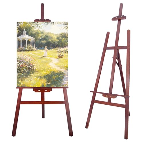 Falling in Art Adjustable Wooden Easel Stand for Painting&Display, Brown | Folding Art Easel for Display, Drawing, Wedding Sign and Poster, Suitable for Kids and Adults, Holds Up to 42" - style: Brown -1 Pack