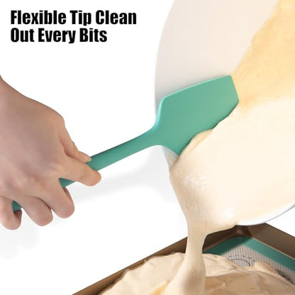 Doosu 600°F Heat Resistant Silicone Spatula Scrapers (Set of 4, Aqua Sky) | Food Grade Kitchen Rubber Baking Cooking Tool Nonstick Utensil Set for Mixing, Scraping, Folding, Stirring, Serving - color: Aqua Sky, size: Set of 4
