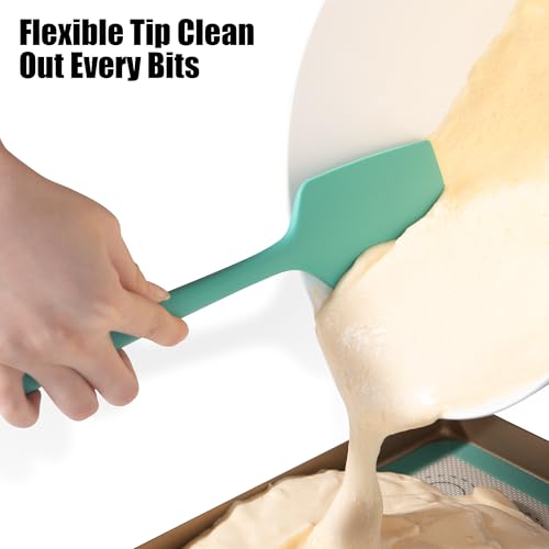 Doosu 600°F Heat Resistant Silicone Spatula Scrapers (Set of 3, Aqua Sky) | Food Grade Kitchen Rubber Baking Cooking Tool Nonstick Utensil Set for Mixing, Scraping, Folding, Stirring, Serving - color: Aqua Sky, size: Set of 3