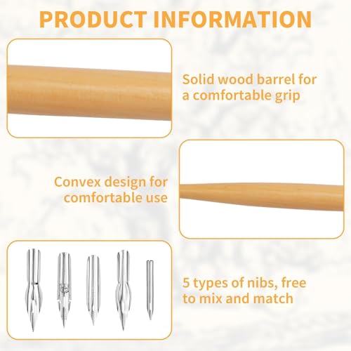 G-Pen Ink Nib Stainless Steel Drawing Comic Pen Nib, 11 Pcs Comic Pens Nib Set, Dip Pens Nibs Holders with Comic Nib, Calligraphy Wooden Drawing Holder with Stainless Steel Pen Nib for Writing