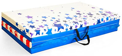 BalanceFrom 10x4 Feet 4-Panel Folding Gymnastics Mat – 2-Inch Thick Pad with Vinyl Surface and Carrying Handles for Tumbling, Yoga, Pilates, Home Workouts, and Martial Arts - color: Star-Stripe