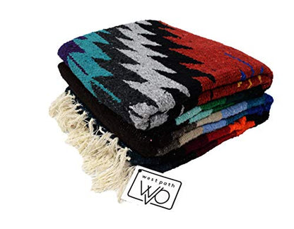 Open Road Goods Aztec Navajo Style Blanket, Throw, or Yoga Bolster - Handwoven Mexican Diamond Blanket (Multi Rust) - color: Multi Rust