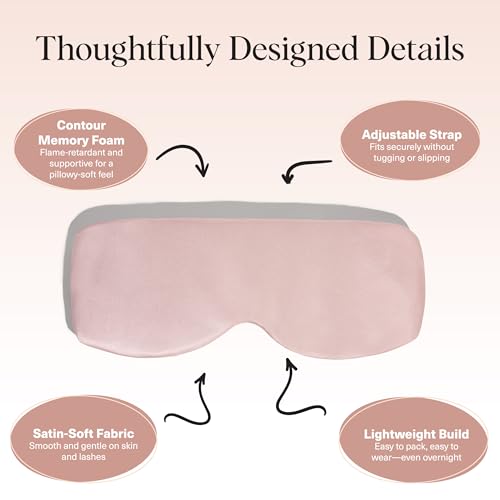 Kitsch Contour Satin Sleep Mask | Eye Masks for Sleep - Blush | Softer Than Silk Sleep Mask, Blindfold Sleep Masks for Women & Men, No Eye Pressure, Lightweight Eye Mask, Travel Essentials - color: Blush