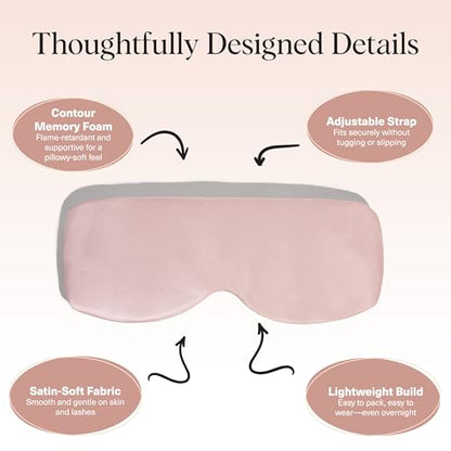 Kitsch Contour Satin Sleep Mask | Eye Masks for Sleep - Blush | Softer Than Silk Sleep Mask, Blindfold Sleep Masks for Women & Men, No Eye Pressure, Lightweight Eye Mask, Travel Essentials - color: Blush