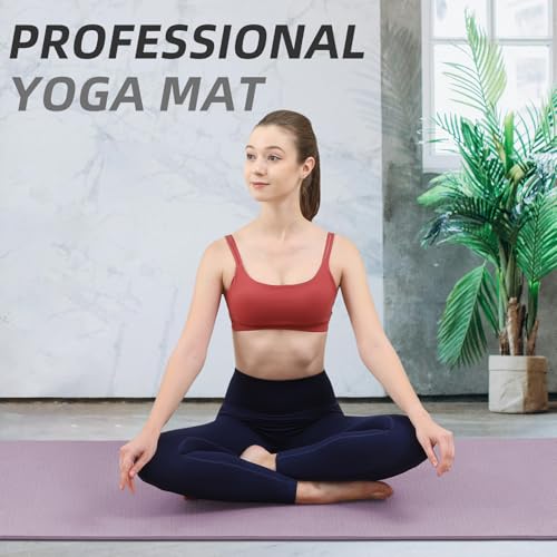 Yoga Mat Extra thick 8mm Exercise mat, Soft Lightweight TPE Fitness Mat with strap, High Elasticity, Anti-fatigue,non-slip mat for Women, Yoga, Camping, Travel, Gym & Outdoor | 72"L x 0.32"Th - color: Taro Purple