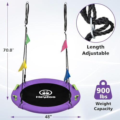 HeyZoo 48 Inch Tree Swing, Larger Saucer Swing for Whole Family, Purple - size: 48 Inch