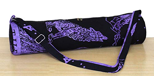 INDIAN CRAFT CASTLE ICC Yoga Mat Bag Carrier Full-Zip Exercise Yoga Mat Carry Bag for Women Men with Multi-Functional Storage Pockets and Adjustable Shoulder Strap 26X6 Inches - style: Purple Crying Wolf