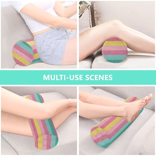 Bolster Pillow Neck Pillow Round Soft Health Memory Foam Pillows Long Cylindrical Body Pillow with Removable Cover Cute Back Yoga Colorful Stripes01 Pattern 17" x 5.5" - color: Colorful Stripes01 Pattern