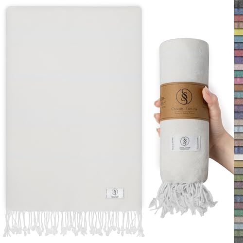 Ossano Turkish Beach Towel Absorbent & Quick Dry Oversized (39" x 71") - Decorative, Versatile and Functional as Beach Blanket, Yoga, Gym, Pool, Swim and Bath Towel - Ecru - color: Ecru