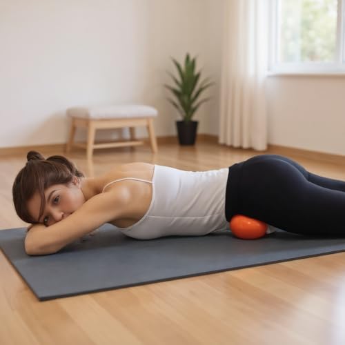 Yoga Massage Ball Smooth Ball – 4 Inch Adjustable Firmness Massage Roller Balls for Back, Neck & Floor Therapy – Gentle Deep Muscle Relief for Sensitive Soft Tissue franklin.with air pump (red) - color: Red