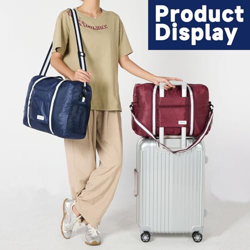 Arxus Carry On Travel Bag, Lightweight Foldable Packable Tote Bag 25L - color: Navy Blue