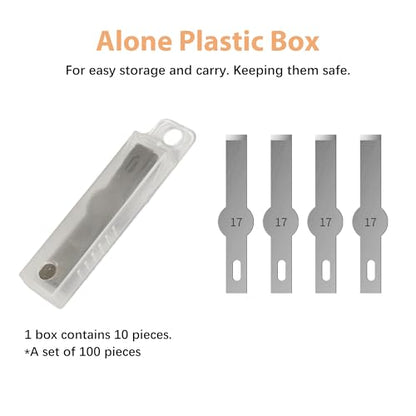 Headley Tools #17 Hobby Knife Blades(Pack of 100),Art Blades Cutting Tool with Storage Case for Craft, Hobby, Scrapbooking, Stencil - size: #17-100pcs