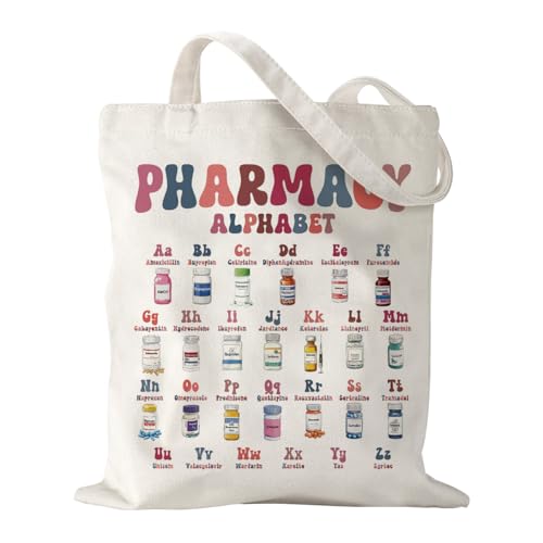Canvas Bag for Women Grocery Shopping Travel Gym Weekender Vacation Womens Work Tote Bag Gifts - color: Pharmacy