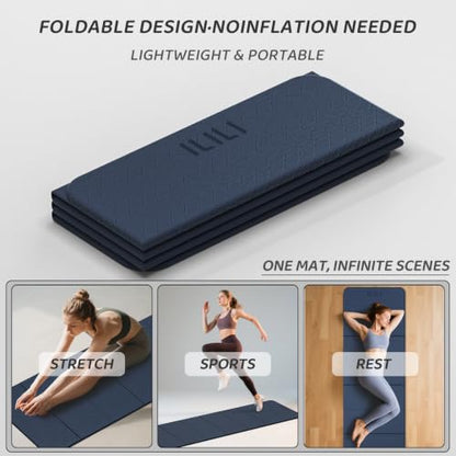 ILILI Foldable Yoga Mat 71 * 24 * 0.3 Inch - color: Dark Blue