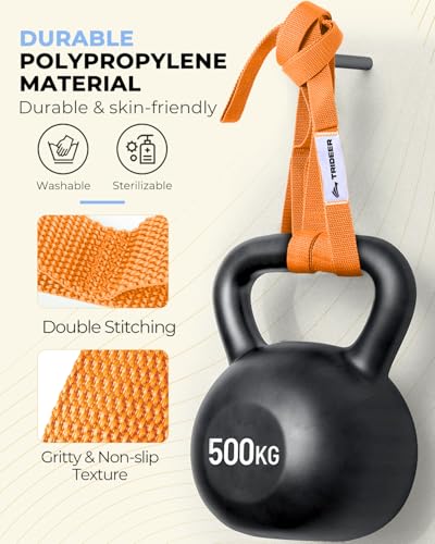 Trideer Stretching Strap with Loops & Leg Lifter, Non-Elastic PT Strap | Leg Lifter Mobility Aid, Non-Elastic PT Stretching Strap, Multi-Loop Grip Control, Home Recovery Support - color: Orange