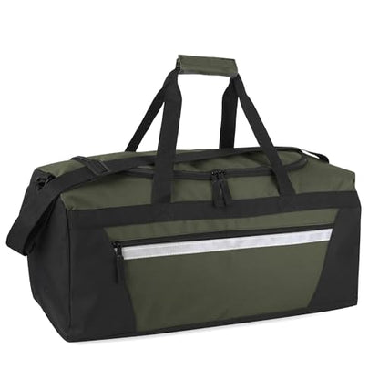 40 Liter, 22 Inch Reflective Duffle Bag with Shoulder Strap for Men, Women, Travel - color: Hunter Green