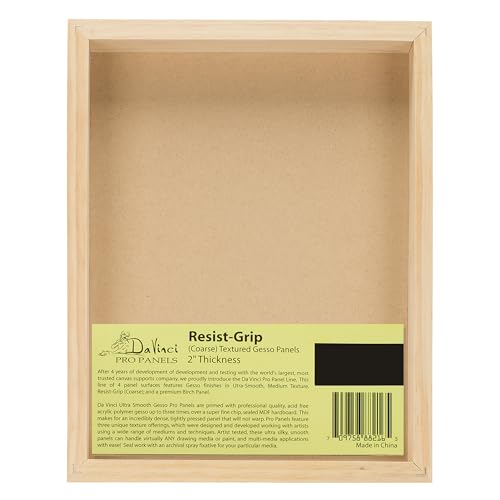 Da Vinci Pro Resist-Grip Coarse Textured Gesso Board, 8x10-4 Pack, 2" Depth Art Boards for Painting, White Acrylic Polymer with Quartz Sand, Warp-Resistant Cradled and Sealed MDF Panel - size: 8x10" - 4 Pack