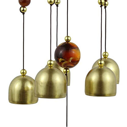 Star Wind Chimes for Outside with 5 Brzone Chime Bells, Rustic Wind Chime Hanging Decor for Garden Patio Yard - size: Star