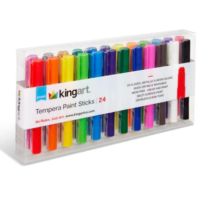 KingArt Studio Tempera Paint Sticks, Set of 24, Unique Colors 24 Piece