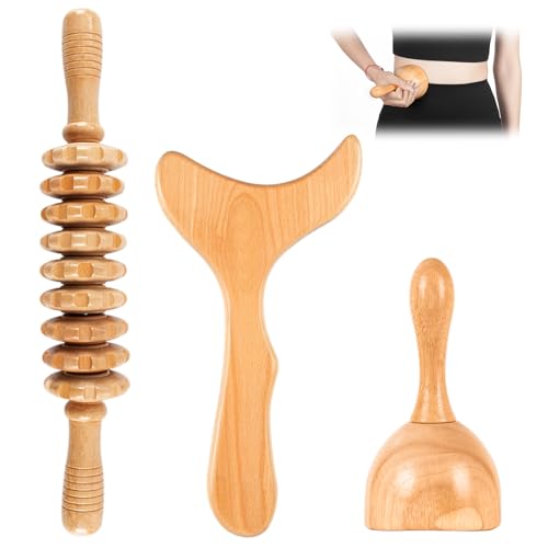 KintKita Wood Therapy Massage Tools 3 in 1,Wooden Lymphatic Drainage Massager Maderoterapia Kit Professional Body Cellulite Massager for Body Sculpting,Contouring,Relief Muscle,Anti-Cellulite - style: 3 IN 1 Maderoterapia Kit