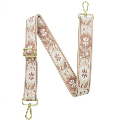 1.5" Wide Purse Strap Adjustable Replacement Gold Hardware Long Crossbody Bag Strap for Thick Shoulder Bags Canvas Handbags Straps - color: Gold Hardware-A-Light coffee