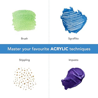 Castle Art Supplies 24 Piece Metallic Acrylic Set for Adults - New Formula | Richer shimmering finish in 24 X 12ml tubes - for adult artists, beginners, and crafters, presentation box included