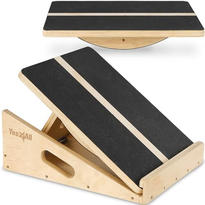 Yes4All Professional Incline Board, Slant Board Calf Stretching, Squat Wedge and Anti-Slip Surface, Portable Side Handle - color: A. Yellow