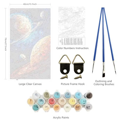 ARTGOTO Large Paint by Numbers for Adults Solar System Planets | 15.7x27.5inch/40x70cm Paint by Number Kit on Canvas, Galaxy Outer Space Acrylic Painting Set with Brushes, No Frame - color: PBN038