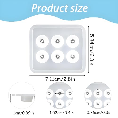 Bead Jewelry Molds with Hole for Epoxy Resin, Round Cabochon Jewelry Making Set, 6 Cavities, 2 Pack for Earrings Pendants Bracelets and Necklaces - color: Jewelry Silicone Molds ZH381