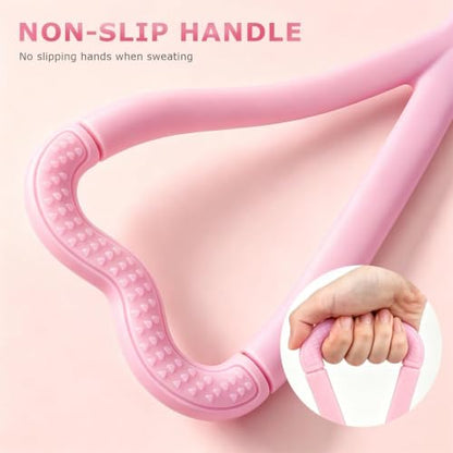 Figure 8 Resistance Bands 3 Pack, 21.6" Extra Long Elastic Exercise Bands with Handles, 15/25/35LB Stretching Band Set for Physical Therapy, Yoga, Pilates, Arm Back Shoulder Workout - color: Beige + Pink + Green