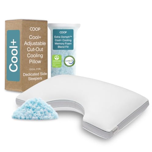 Coop Home Goods Cool+ Cut-Out Adjustable Pillow Queen with Cooling Gel & Shoulder Cut-Out for Head Support, Side Sleeper Pillow, Neck Support for Sleeping, CertiPUR-US/GREENGUARD Gold - color: Cut-out, size: Queen