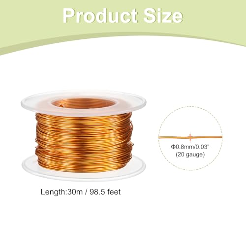 HARFINGTON 20 Gauge Aluminum Craft Wire 0.8mm 98.5ft Flexible Bendable Anodized Metal Jewelry Sculpting Wire for Jewelry Making Modelling Craft DIY, Gold Tone - color: Gold Tone, size: 30M x 0.8mm