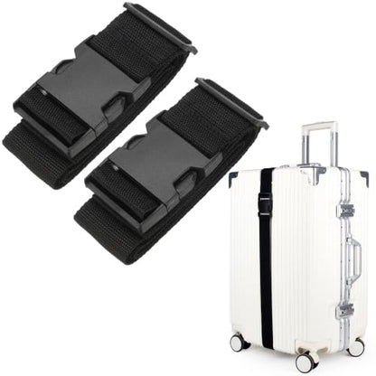 Black Luggage Strap to Fix Suitcase, Adjustable Lockable Strap for Travel - size: 80Inch