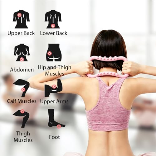 Set of 2 Pilates Yoga Fitness Rings, Pilates Circle Stretch Resistance Training Support Massage, Yoga Equipment Ring with Massage Steel Balls, Training Ring for Pilates, Pink - color: Pink 02
